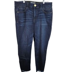 Democracy AB Solution Dark Wash Denim Jeans Frayed‎ Hem Womens Size 14